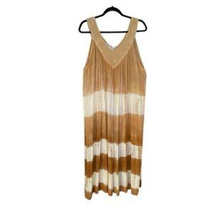 JESSICA TAYLOR Women's plus size 2X Tan Cream lightweight gauzy Midi flowy Dress